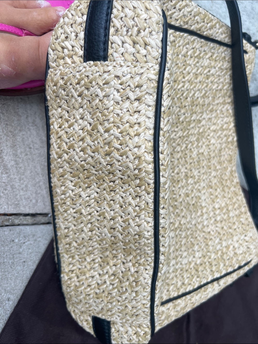 kate spade Natural Straw Crossbody with Black Trim - Picture 4 of 7